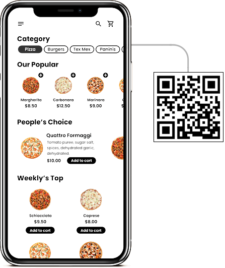 Menu con QR code per bar e ristoranti